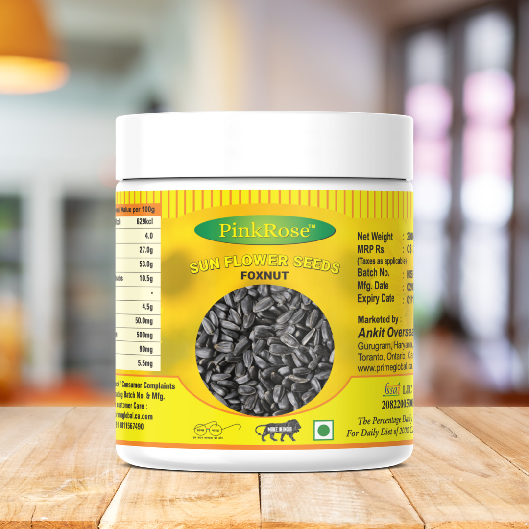 PinkRose™ Sunflower Seeds – Premium Foxnut Grade | 200g | Rich in Fiber & Antioxidants