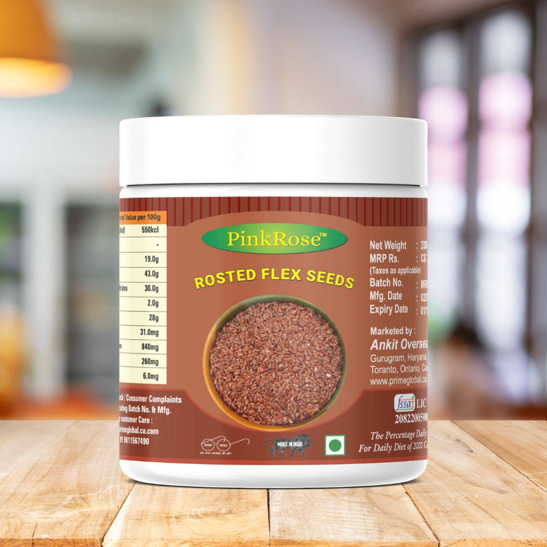 PinkRose™ Roasted Flax Seeds – 200g | High in Omega-3, Fiber & Protein | Premium Superfood