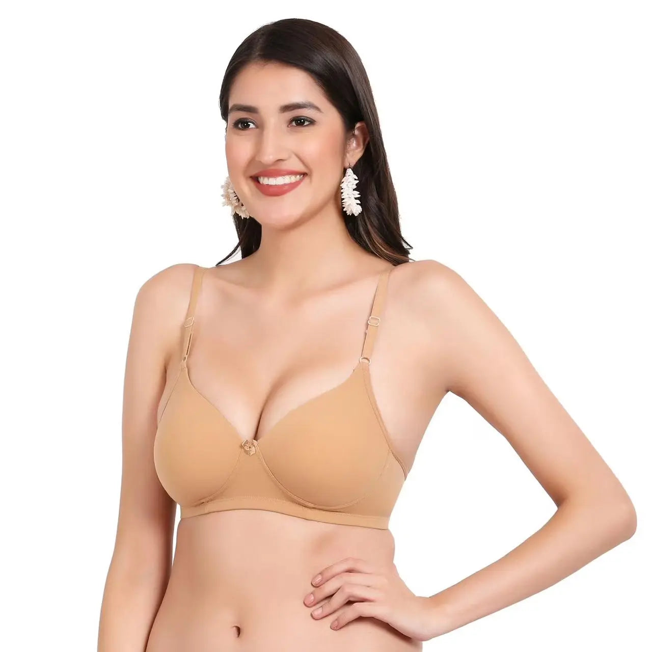 Women’s Wireless Seamless T-Shirt Bra – Full Coverage Everyday Comfort, Skin, 36B