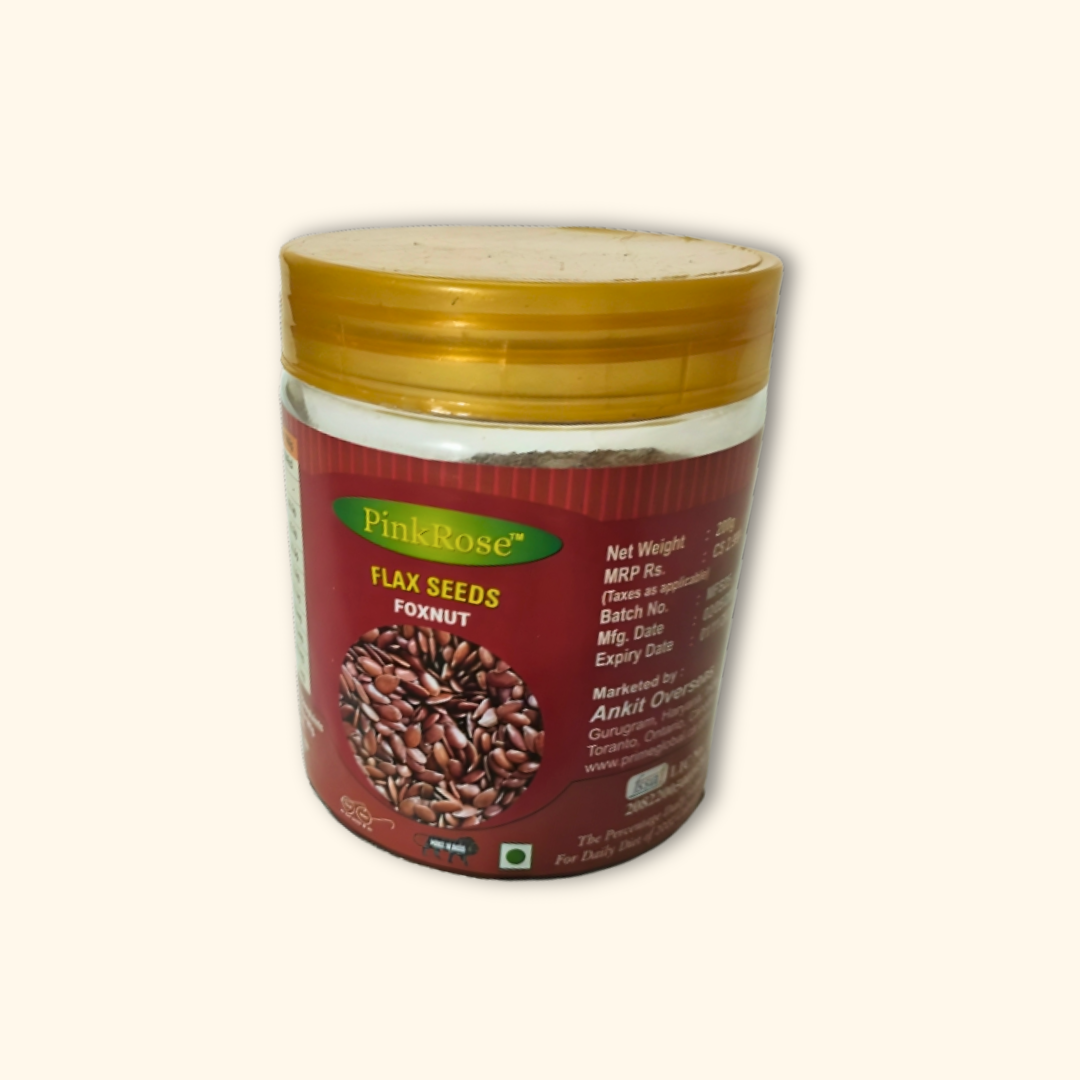 PinkRose™ Premium Flax Seeds (Foxnut) – 200g | High in Omega-3 & Fiber | Roasted Superfood for Daily Nutrition