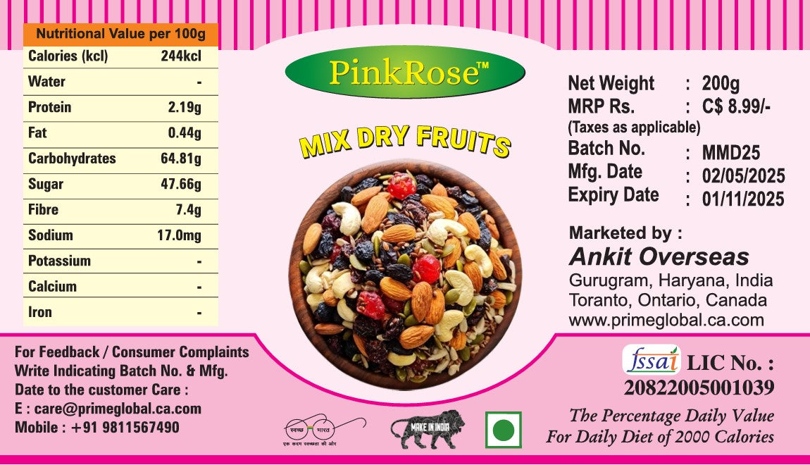 PinkRose™ Mix Dry Fruits – 200g