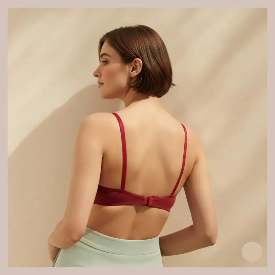 Women’s Wireless Seamless T-Shirt Bra – Full Coverage Everyday Comfort, Red, 34B
